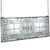 Stained Glass Window Panel, 35.2" x 13" Tiffany Style Hanging Transom Window Panel with Chain, Large Horizontal Rectangle Stain Glass