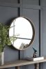 27.5" Round Wood Mirror, Wall Mounted Mirror Home Decor for Bathroom Living Room