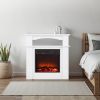 33 inch Freestanding Fireplaces, 1500W 5120BTU Fake Electric Fireplace Stove Heater with Mantel, Overheating Protection, Adjustable Flames,Timer