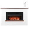 65.5 inch Freestanding Fireplaces, 1500W 5120BTU Fake Electric Fireplace Stove Heater with Mantel, Overheating Protection, Adjustable Flames,Timer