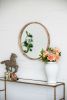 27.5" Round Wood Mirror, Wall Mounted Mirror Home Decor for Bathroom Living Room