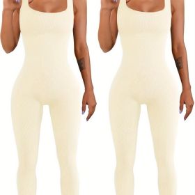 Women's Suspender Tank Top Tights (Option: Beige beige-L)