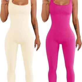 Women's Suspender Tank Top Tights (Option: Beige pink-L)