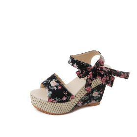 Bohemian Platform Heel Wedge Heel Women's Sandals (Option: Black-36)