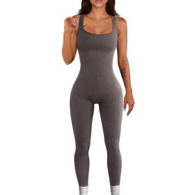 Women's Suspender Tank Top Tights (Option: Grey-XL)