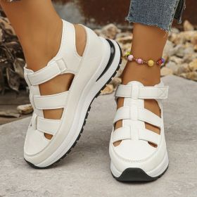 Summer Wedge Baotou Hollow Women's Breathable Shoes (Option: White-36)