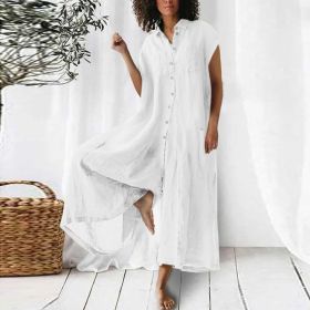 Women's Solid Color Casual Long-sleeved Mid-length Jumpsuit (Option: White-S)
