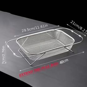 Expandable Stainless Steel Kitchen Sink Drain Basket - Adjustable Dish, Bowl & Cutlery Washing Rack With Space-Saving Design, Drains Forks, Knive (Option: medium)