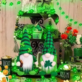 St Patricks Day Gnomes Decorations, 2 Pack Gnomes Plush Lucky Green Shamrock Home Table Decor Ornaments For Irish Saint Patrick's Day (Option: defaulttitle)
