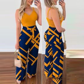 Women's Camisole Straight-leg Pants Casual Suit (Option: ODS3515A1-M)