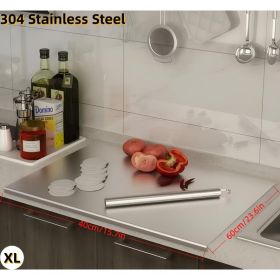 L-Shape 304 Stainless Steel Cutting Board With Lip, Stainless Steel Countertop Chopping Boards For Kitchen, 304 Stainless Steel Chopping Boards W (Option: xl)