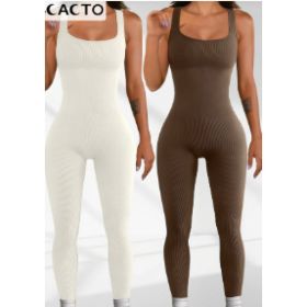 Women's Suspender Tank Top Tights (Option: Beige and brown-XL)